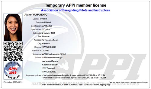 APPI temporary licence